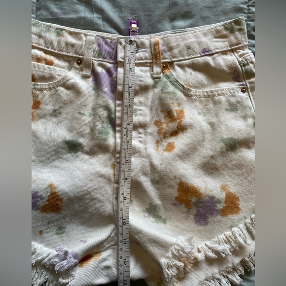 Wild Fable Highest Rise Button-fly Frayed Hem White Paint Splatter Shorts Size 2 - Picture 10 of 13